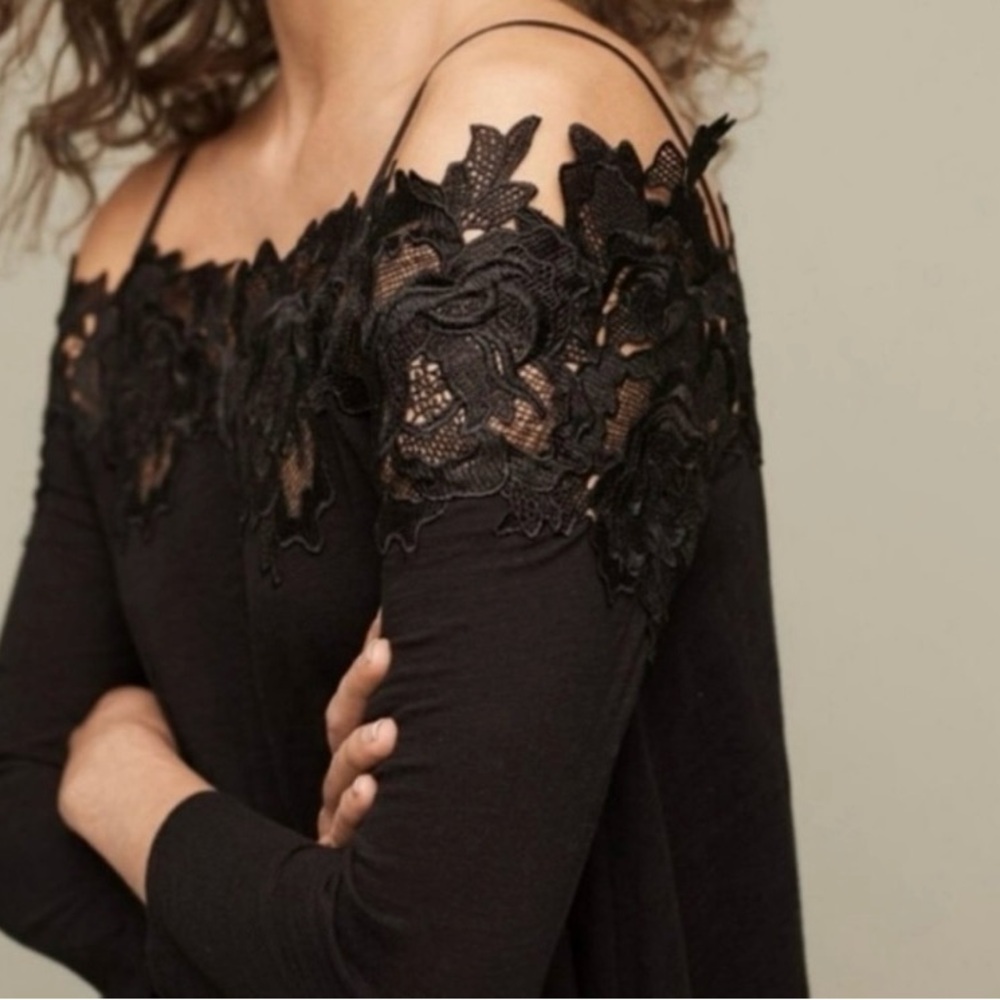Anthropologie Lace Off-Shoulder Tunic in Black